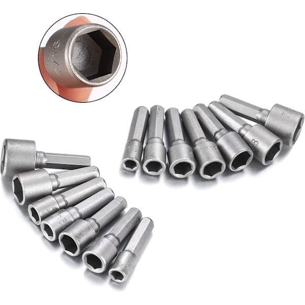 14 deler Hex Socket Mutter Nøkkel Adapter, Skrutrekker Insert, Bit Socket Set