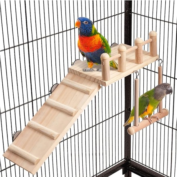 Bird Perches Plattform huske med klatrestige, Parakeet Cage A