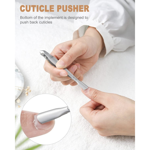 Nagelbandstång med pusher, 2 i 1 nagelbandstrimmer med påse, smal bärbar nagelbandsverktyg (1 st) 10,5 cm