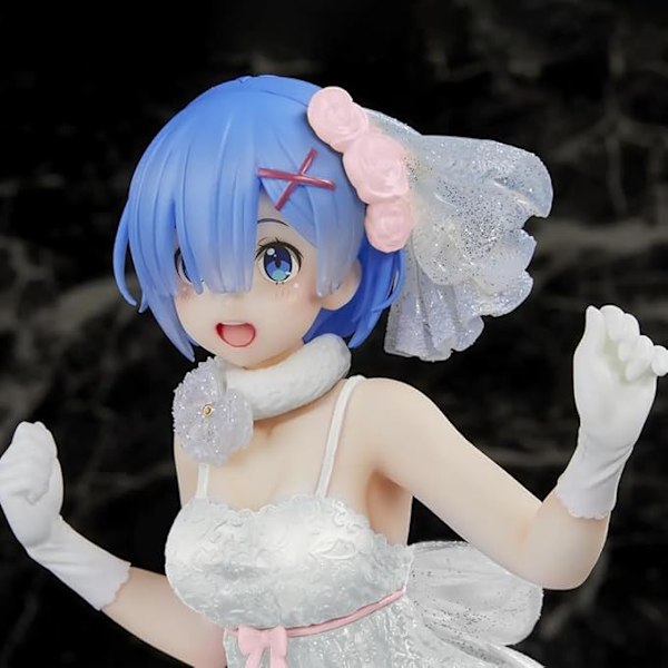 REM Valkoinen mekko tyyli seisova hahmo 22cm Remu Anime toimintahahmot Työpöydän koriste Keräilylahjat