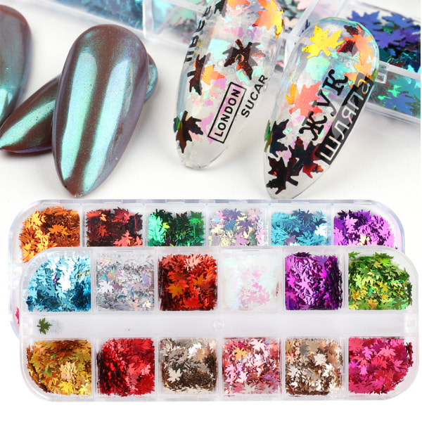 Jul Nail Art Glitter Nagelsekviner Naglar Design Glitter Jul Nail Art