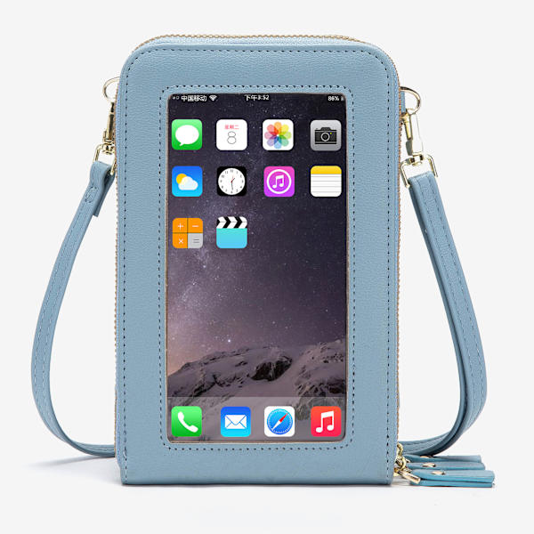 Crossbody Phone Case Phone Case PU Læder Telefonpung Blå