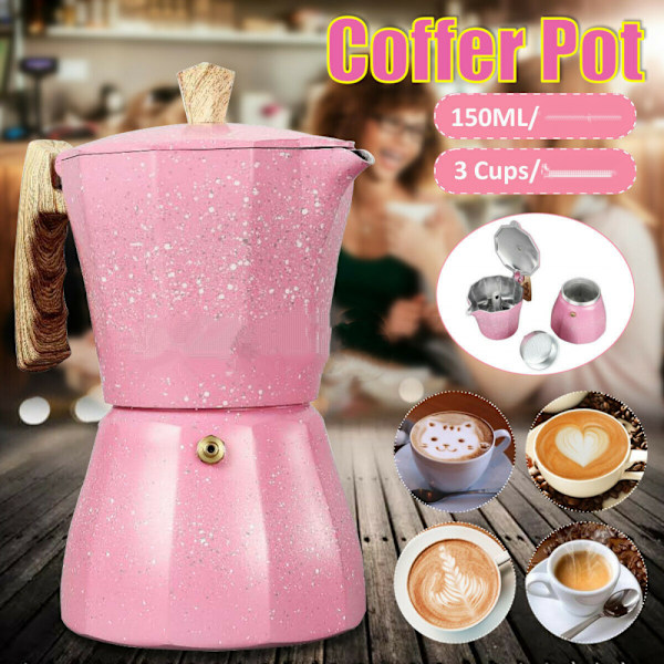 Komfur Espresso Maker - Moka Pot Kaffemaskine Til Gas Eller El - 3 Kopper Espresso Shot Maker Fo