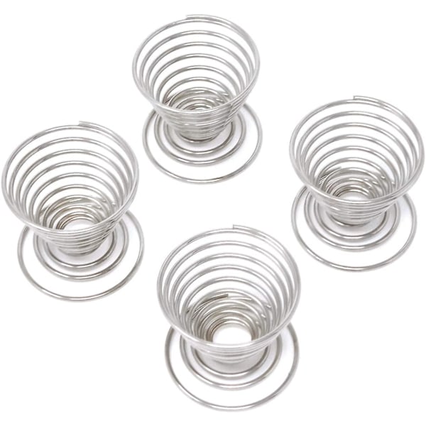 4 stk rustfritt stål fjærtråd brett eggkopper holder serveringskopp eggbrett for egg (sølv)