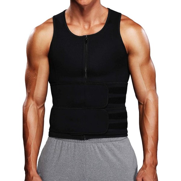 Men Body Shaper Waist Trainer Sauna Vest Double Belt Abdomen,XXL