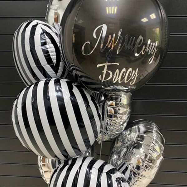 6 stk. 18 tommer sorte og hvide stribede runde helium balloner Mylar folie balloner til Halloween fødselsdag babyshower fest