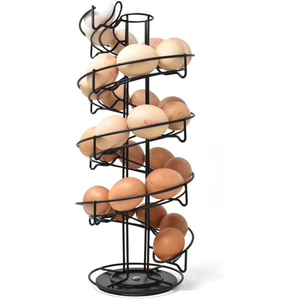 Äggförvaring för 36+ ägg halkfria äggställ spiraläggkorg äggförvaring/Multifunktionsägglåda för äggkaffekapsel etc Svart metallägglåda