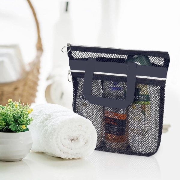 Väskor i väska Bärbar dusch Mesh Caddy-väska Snabbtorkande hängande toalettartiklar och B