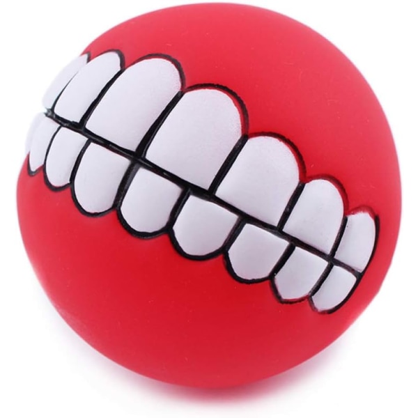 1 st Dog Ball Teeth, Rolig husdjursleksak med boll tänder Smile Chew Toy Squeaky Sque