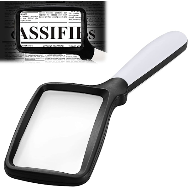 Rektangulær Læseforstørrelsesglas, Oplyst Læseforstørrelsesglas, Stor Oplyst Forstørrelsesglas med 5 LED-lys, Foldet Forstørrelsesglas med Lys