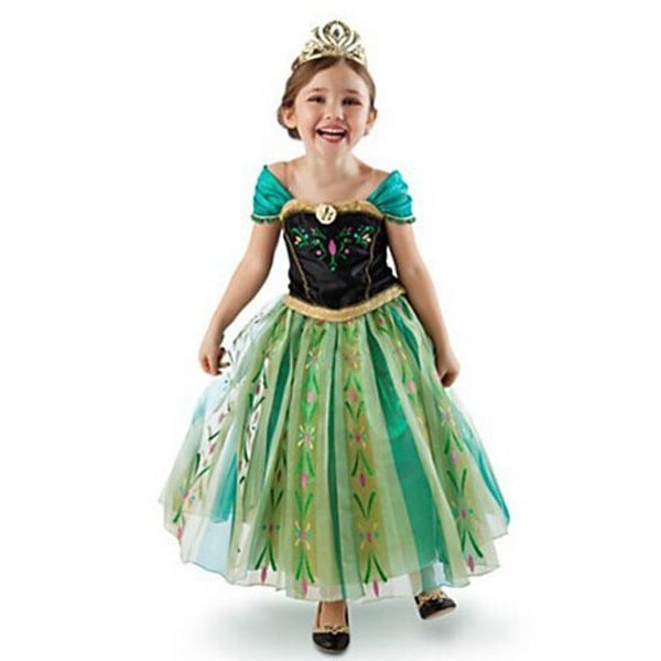 Girls Snow Green Party Dress Up,clothes length 90cm