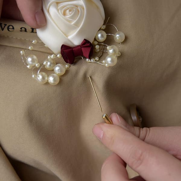 6 Bryllupsknapphull, Kunstig Rose Bryllups Corsage, Silke Blomster Knapphull