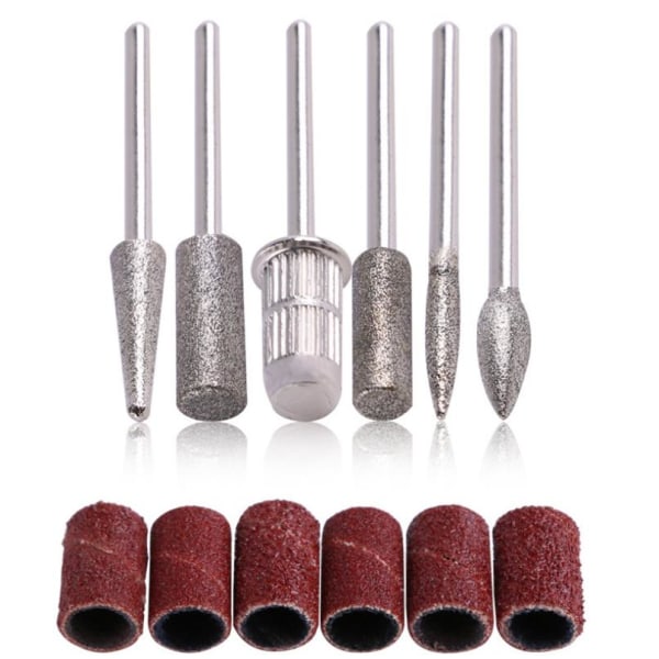 6 drill bits - Bits for elektrisk fil - Sanding band Silver