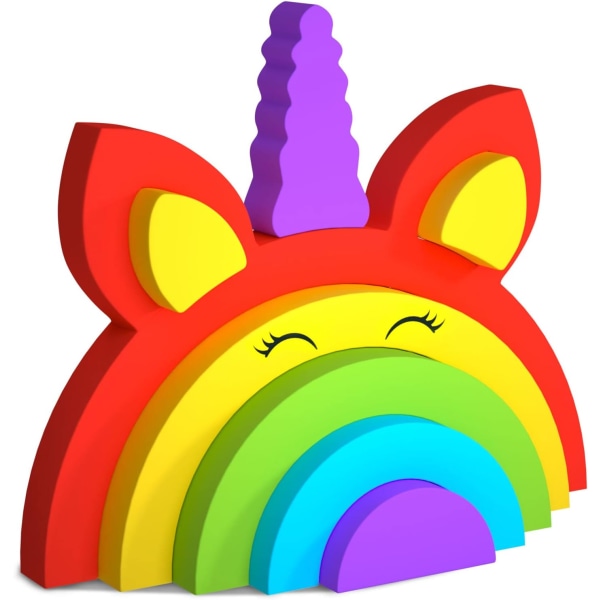 Puiset yksisarviset pinottavat lelut 1-3-vuotiaille lapsille, Rainbow pinottavat lelut 2 vuodelle