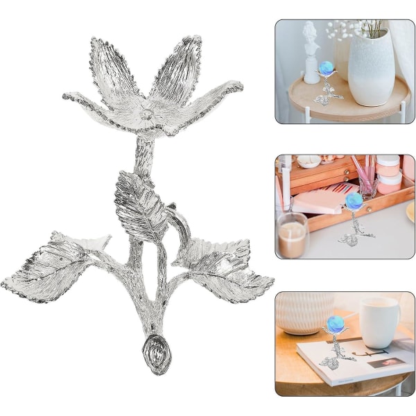 Rose Krystalboldholder Krystalbold Stativ Base Rose Blomsterformet Display Krystaller Kugleholder Dekorativ