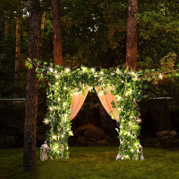 Ljusslinga med blad, 20/100 LED-lampor murgröna blomgirlang