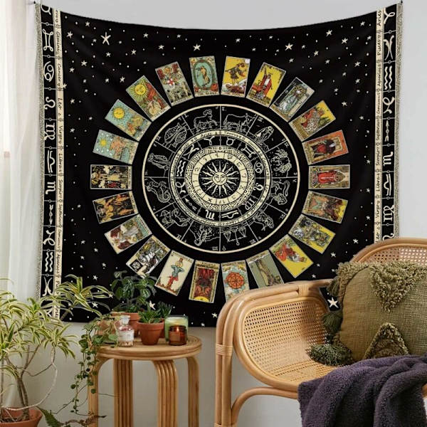 -Tarot-ennustuksen seinävaate - Abstrakti taide - Psykedeelinen seinäkoriste makuuhuoneeseen, olohuoneeseen, asuntolaan
