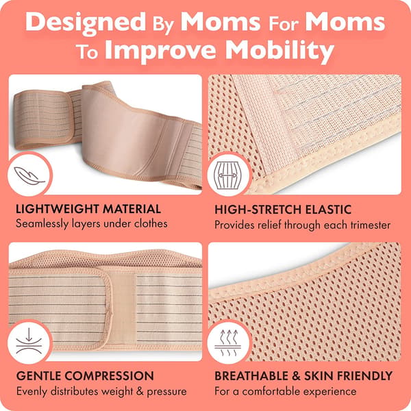 Maternitybälte - Andningsbart bäcken- och ryggstöd - Beige - One size (110 cm)