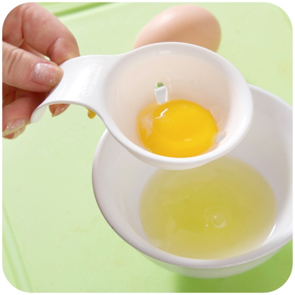 2 st Mini Vit Äggula Separator med Plast Silikonhållare Vit Äggula Separator