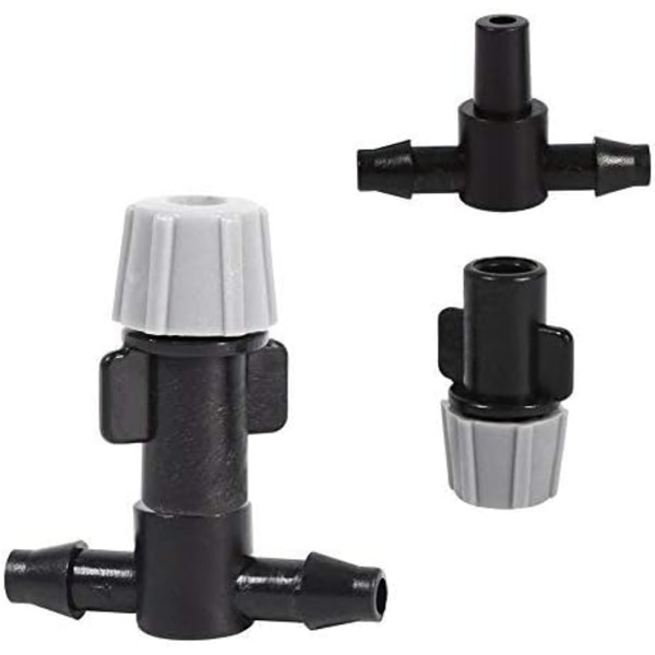 Tåkesprederdyser, 20 stk T-koblinger og 20 stk tåkesprederdyser for vanning av vanningssystem for drivhuskjøling .4*3.2CM