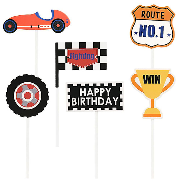 18 stk Racing Car Trophy Rutete Flagg Kake Topper Bursdag Dessert Kake Cupcake Plukker Topper Dekorasjon