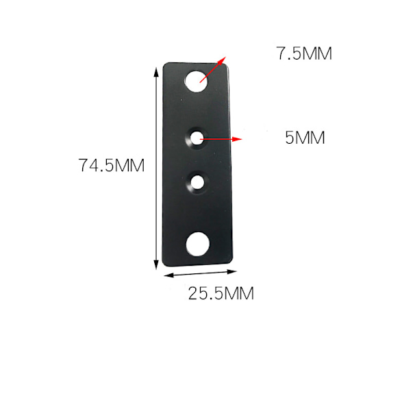 Perforeret Plade Flad Samlings Plader Reparationsforbindelse - 2 stk 75x25mm Metal Flad Ret Fixeringsbeslag til Samling, Fastgørelse og Reparation af Møbler (B