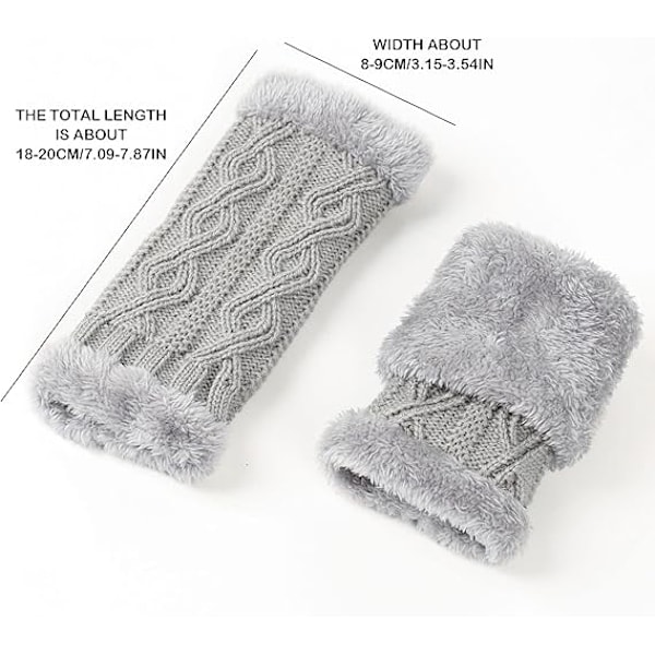 Par Mittens för Kvinnor Vinter Stickade Varma Halvfinger Vantar Fodrade Armvantar Vintervantar Present till Kvinnor Storlek för Vuxna Ungdomar