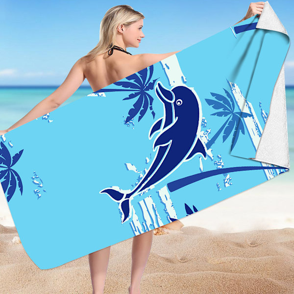 Stor Strandhandduk, 80 x 160 cm Strandhandduk, Mikrofiberhandduk, Snabbtorkande Anti-Sand Strandhandduk kompatibel med Strand/Pool/Strandstolar (Kokospalmer och