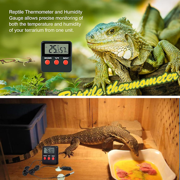 Reptiler Digitalt Termometer Hygrometer LCD Temperatur Fuktighetsmåler for Terrarium Kjæledyr Inkubator Tank