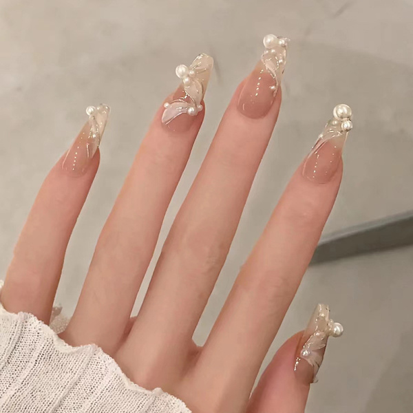 24 stycken glittrande strass och akryl konstgjorda naglar f