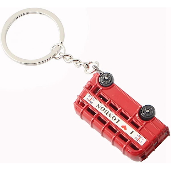 4 stk Nøkkelring Dobbeltdekkerbuss Telefonboks Design Souvenir Nøkkelring Reiseminner