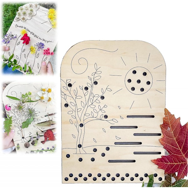 Blomsterbladssamlartavlor, DIY handgjorda blomsterarrangemangstavlor, träblomsterhållare dekorationsbordprydnad, trä DIY blomsterställ
