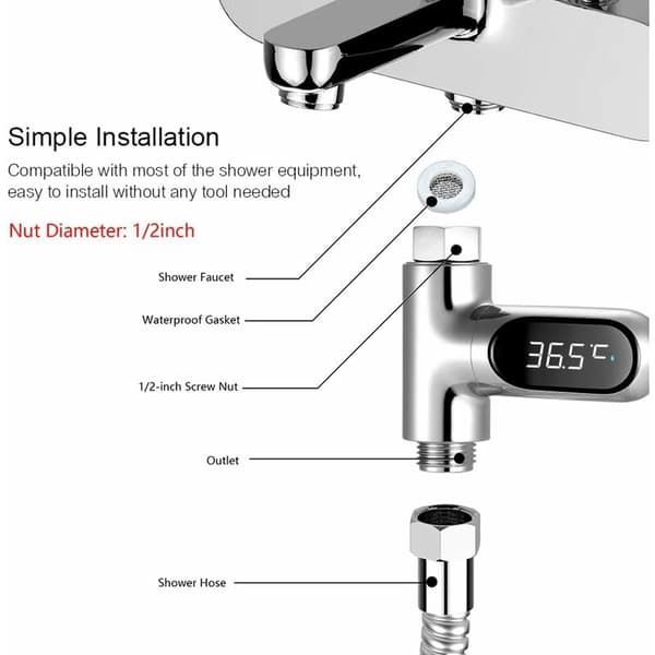Duschtermometer, Babybadtermometer, LED-digital duschtemperatur D