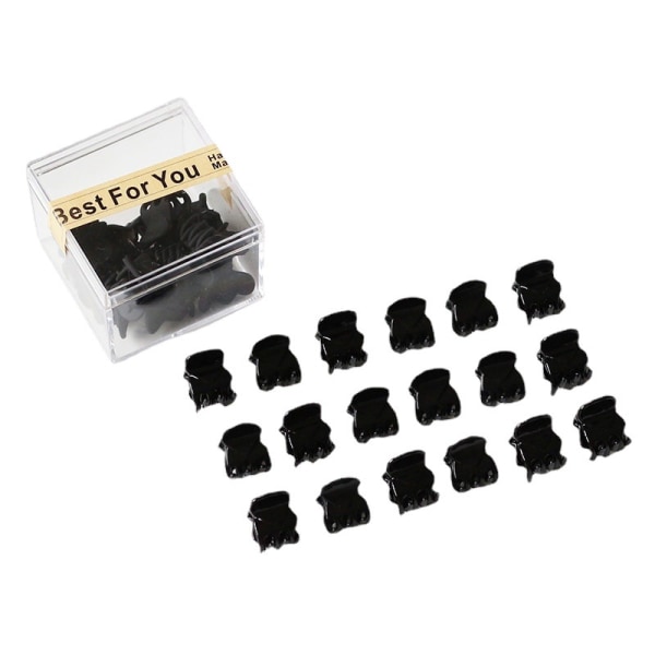 Mini hårklemmer i plast (24 stk., svart)