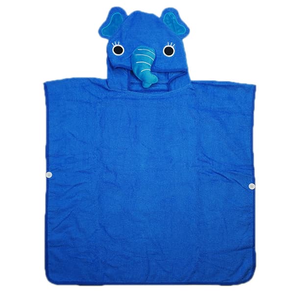Premium hettehåndkle poncho for barn og småbarn - bomull (blå)