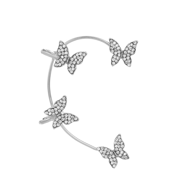 Ear Cuffs earrings with butterflies 1 pair Silver Silver