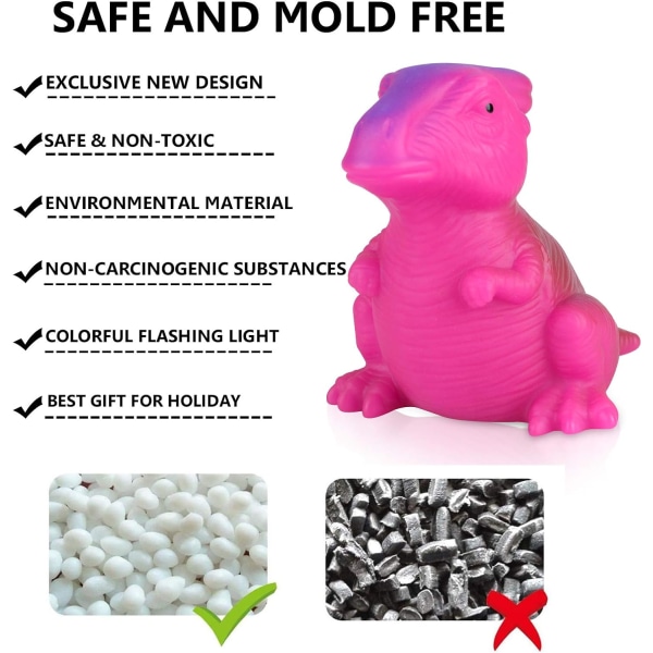 Dinosauriebadleksaker Lyser upp Flytande gummileksaker (6 förpackningar), Blinkande färg Ch