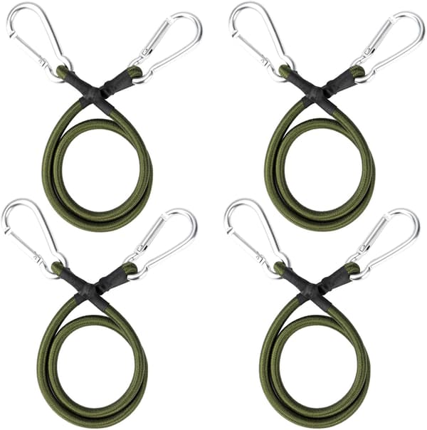 Elastiska snören med karbinhake, 60 cm, elastiska snören med krokar, elastiskt bagagesnöre, elastiska remmar, kompatibla med campingpresenningar