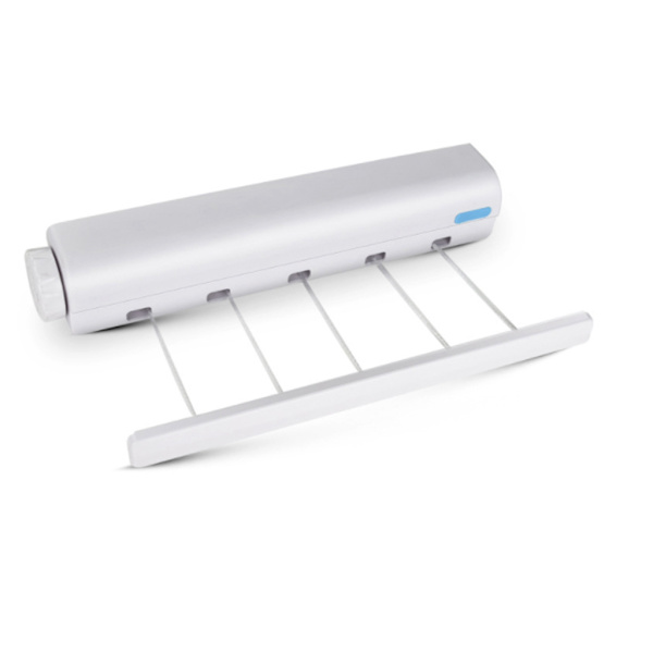 Veggmontert klesvask 5 Retractable kleshengere innendørs utendørs klesvask tørkestativ vaskelinje tau, 36,8*6,3*6cm