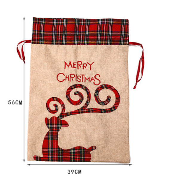 2 Pakker Jule-Nisseposer, Store Juleposer i Lin med Trekkstreng for Gaveinnpakking, 56 x 39 cm Gjenbrukbare Gaveoppbevaringsposer