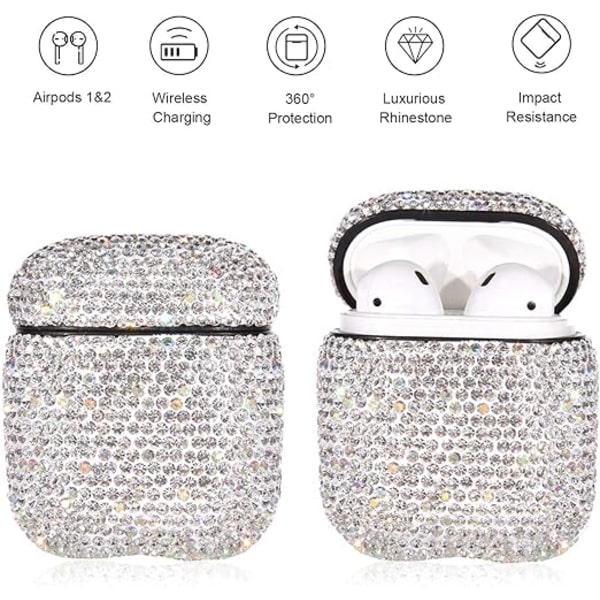 Funklende Diamant Etui til AirPods med Nøglering Stødsikker Beskyttelse Premiu