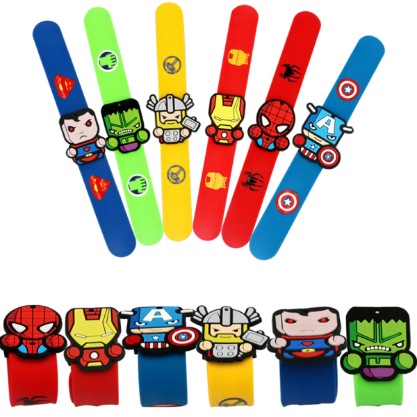 6 pcs Superhero Bracelets Slap Bands Boy's Avengers Bracelet, for