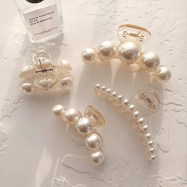 Perle hårklemmer, styling hårklemmer, sterke styling hårklemmer, store hårklemmer hårklemmer sklisikre bursdag forretningsgave hårtilbehør for damer jenter datter kjærester (4 pakke)