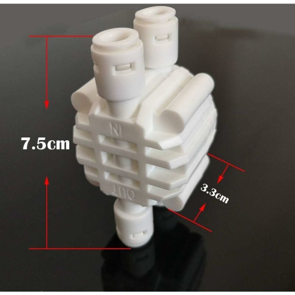 2 stk. 1/4 tommer 4-vejs automatisk lukkeventil, tryk ind fittings til omvendt osmose