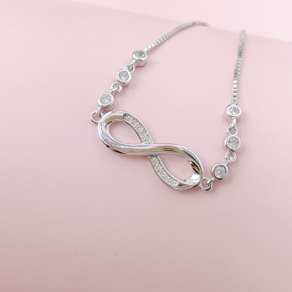 Armband för kvinnor, 925 sterling silver vitguldpläterat kärleksarmband med kubisk zirkonia vänskapsarmband, födelsedagspresent till kvinnor