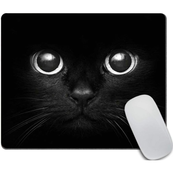 Black Cat Gaming Mouse Pad Custom, Black Cat with White Eye Looki