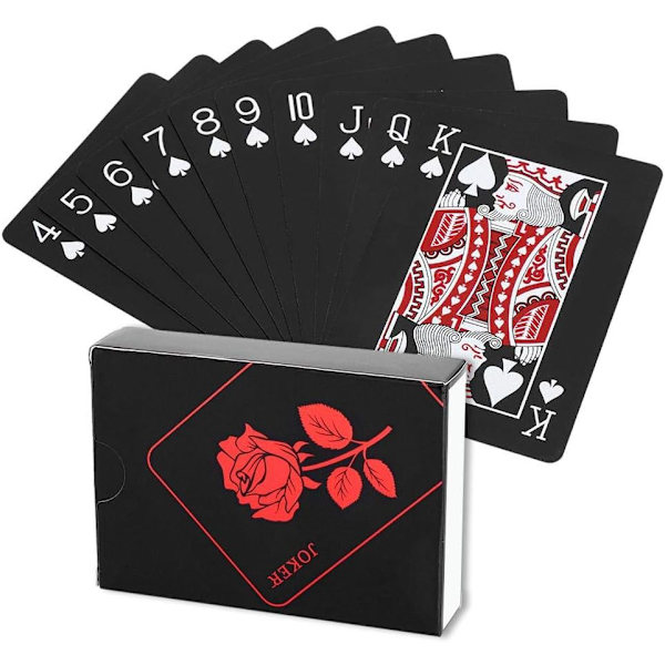 Pelikortit, muoviset vedenpitävät ruusukullanväriset mustat pokerikortit, taikatemput