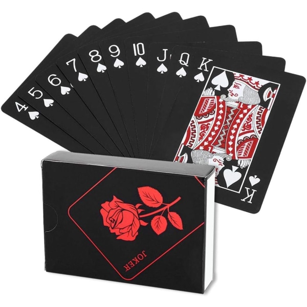 Pelikortit, muoviset vedenpitävät ruusupinnoitetut mustat pokerikortit Deck Magic