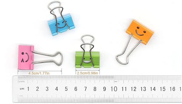 Smiley papir klips foldback klips 25mm, 48 stykker metall klips kjeve klips
