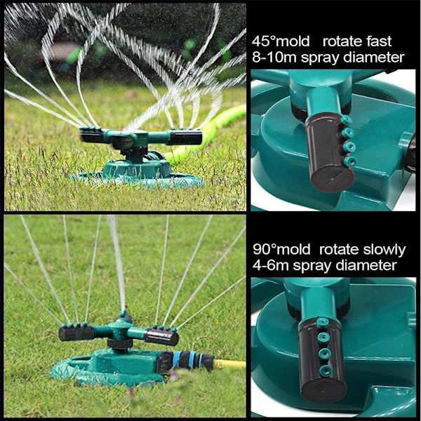 3-armet roterende plænesprinkler 360° justerbar vandspray svingesprinkler 190 * 2